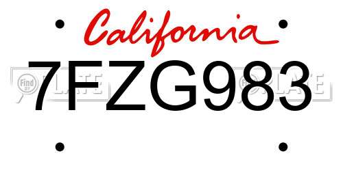 7FZG983 California License Plate