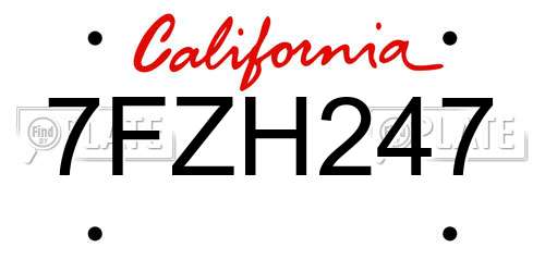 7FZH247 California License Plate