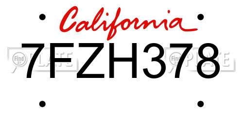 7FZH378 California License Plate