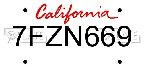 7FZN669 California License Plate