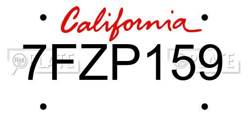 7FZP159 California License Plate