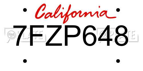 7FZP648 California License Plate