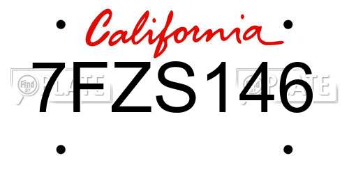 7FZS146 California License Plate