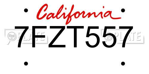 7FZT557 California License Plate