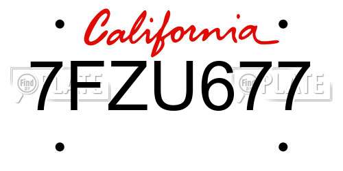 7FZU677 California License Plate