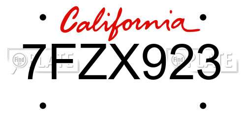 7FZX923 California License Plate