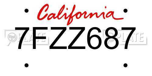 7FZZ687 California License Plate