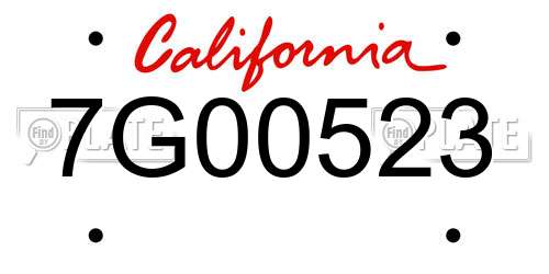 7G00523 California License Plate