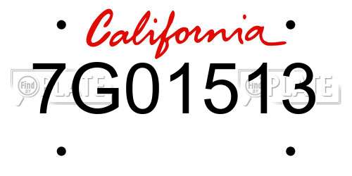 7G01513 California License Plate
