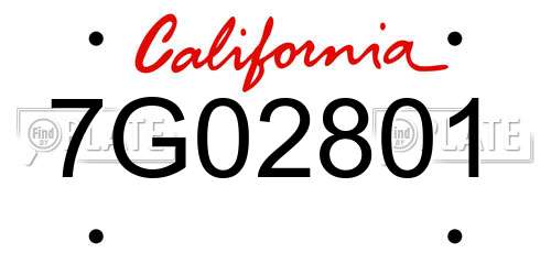 7G02801 California License Plate