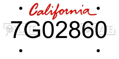 7G02860 California License Plate
