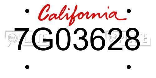 7G03628 California License Plate