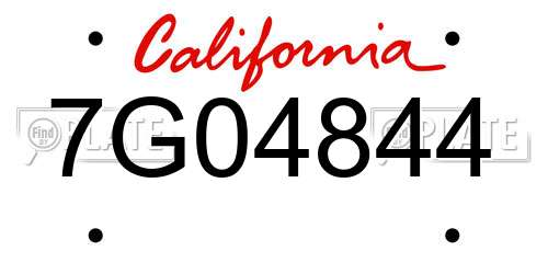 7G04844 California License Plate