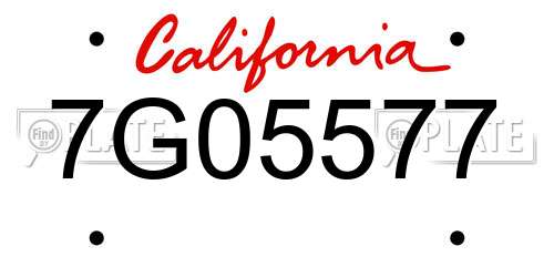 7G05577 California License Plate