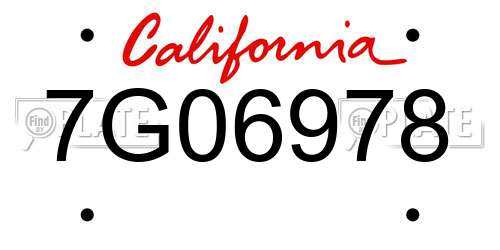7G06978 California License Plate