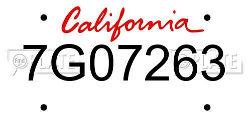 7G07263 California License Plate