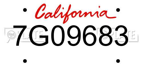 7G09683 California License Plate