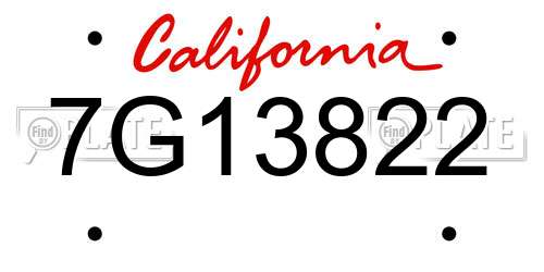 7G13822 California License Plate
