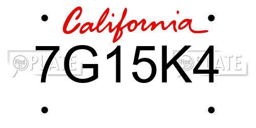 7G15K4 California License Plate