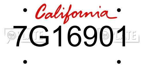 7G16901 California License Plate