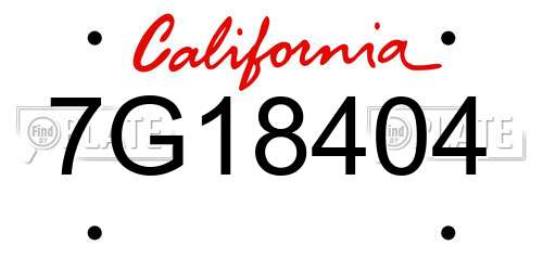 7G18404 California License Plate