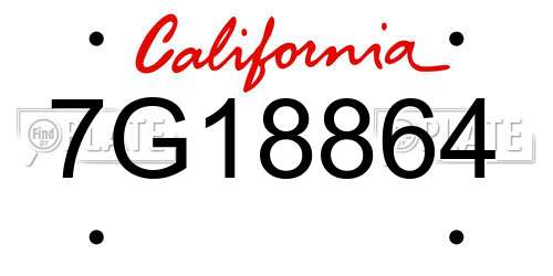 7G18864 California License Plate