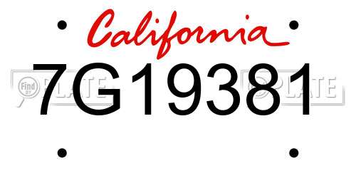7G19381 California License Plate