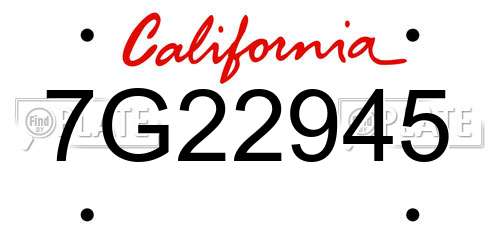 7G22945 California License Plate