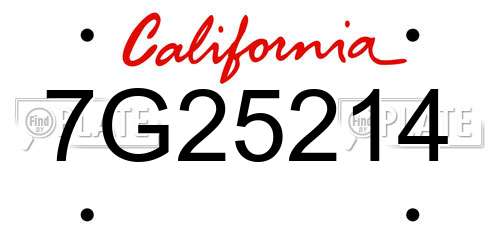 7G25214 California License Plate