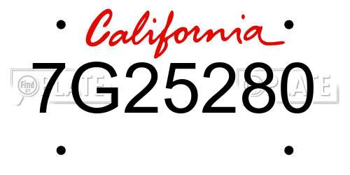 7G25280 California License Plate