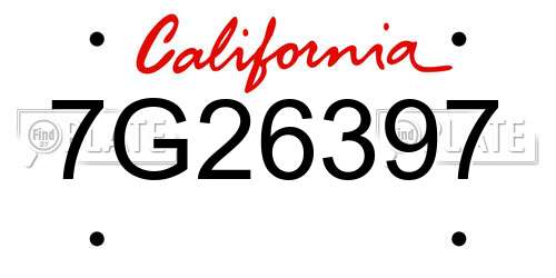 7G26397 California License Plate