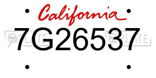 7G26537 California License Plate