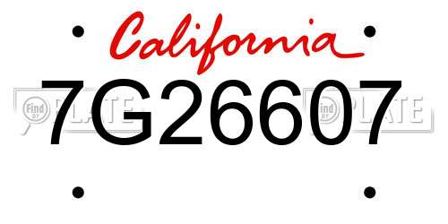 7G26607 California License Plate