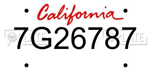 7G26787 California License Plate