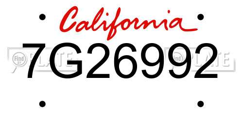 7G26992 California License Plate