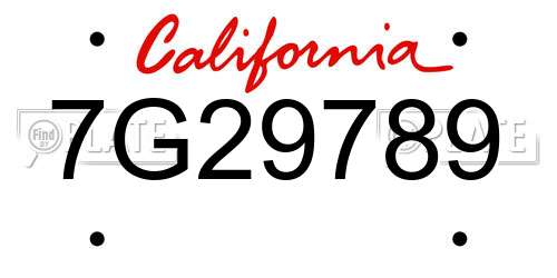7G29789 California License Plate