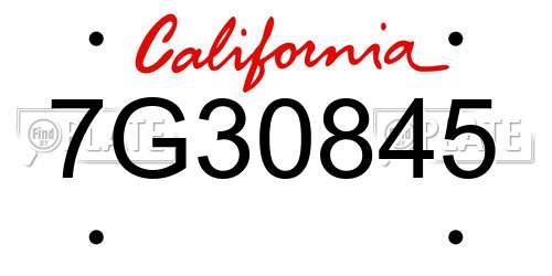 7G30845 California License Plate