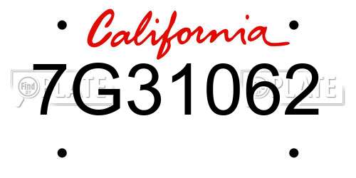 7G31062 California License Plate