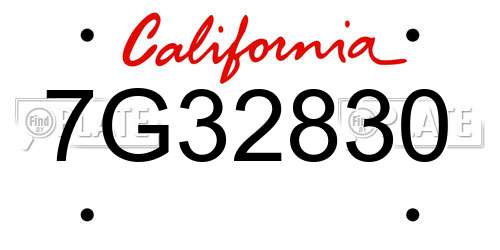 7G32830 California License Plate
