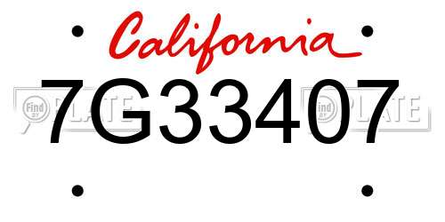 7G33407 California License Plate