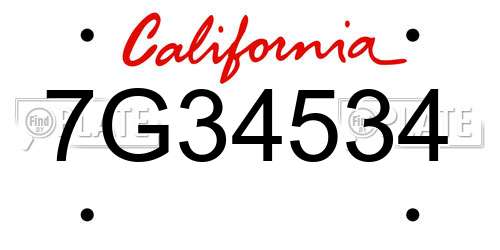7G34534 California License Plate