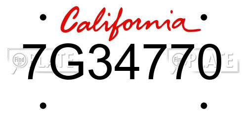 7G34770 California License Plate
