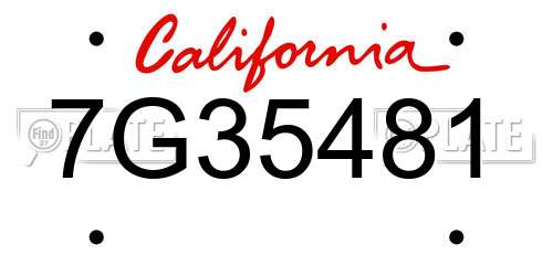 7G35481 California License Plate