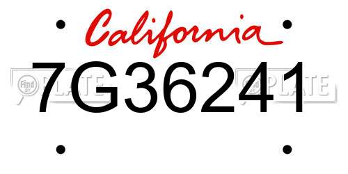 7G36241 California License Plate