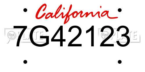 7G42123 California License Plate