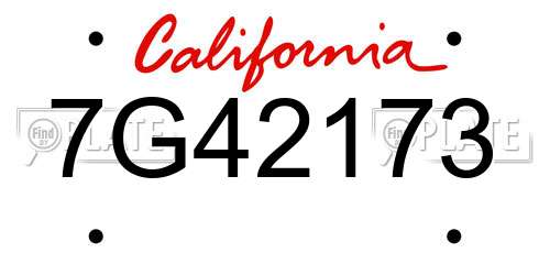 7G42173 California License Plate