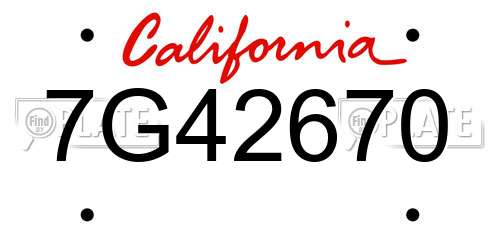 7G42670 California License Plate