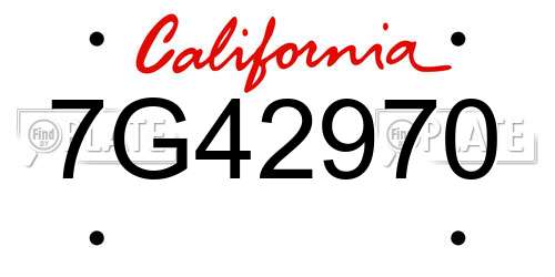 7G42970 California License Plate