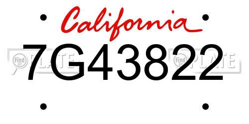 7G43822 California License Plate