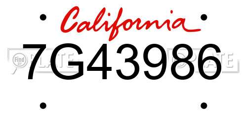 7G43986 California License Plate